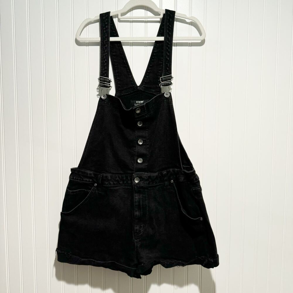 Hot Topic Black Denim Shortalls Overalls Size XL
